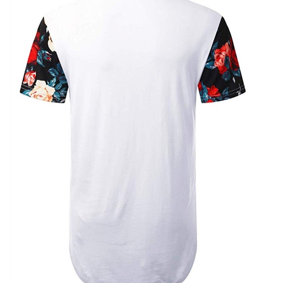 Mens Hipster Hip Hop Floral Graphic T-Shirt - Picture 2 of 2
